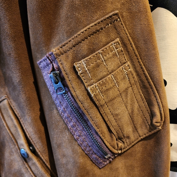 Scott Perfecto Suede Bomber Jacket Size M - Picture 5 of 9